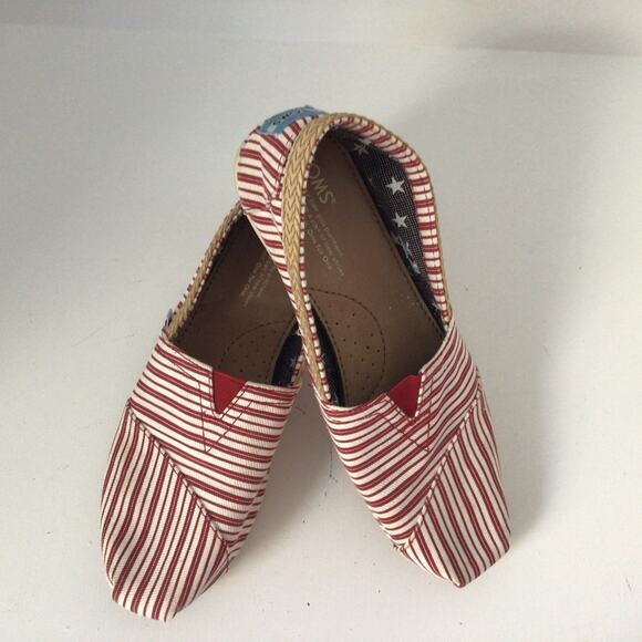 Toms Americana Red Stripe Classics Flats Sz 7W - Picture 1 of 8